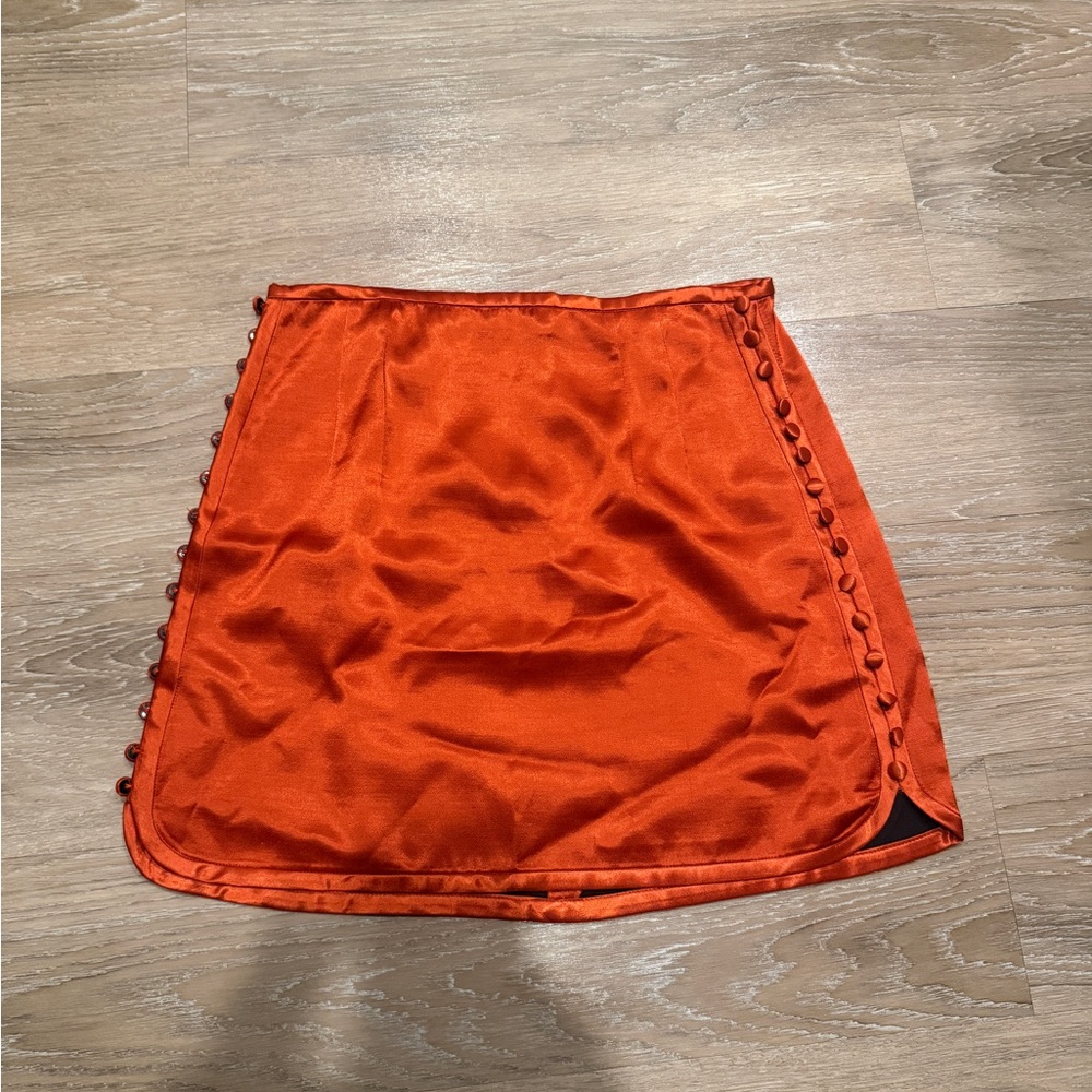 Zara Vibrant Orange Mini Skirt with Button Accents
